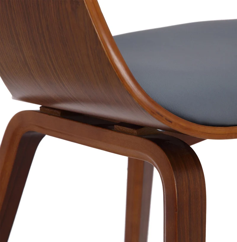 Lot de 2 chaises de salle à manger design retro en tissu gris structure en bois noyer 10_0007562