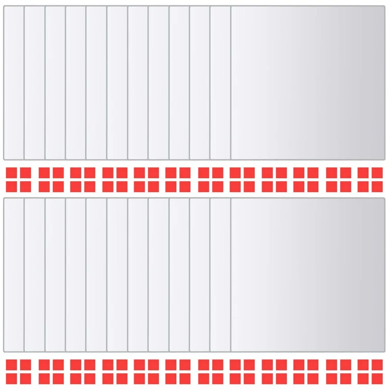 Set de 24 carreaux de miroir carré verre avec bandes adhésives DEC022667