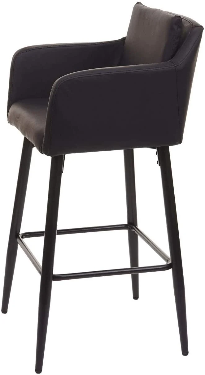 Lot de 2 tabourets de bar avec repose-pieds en synthétique noir et métal noir TDB04065