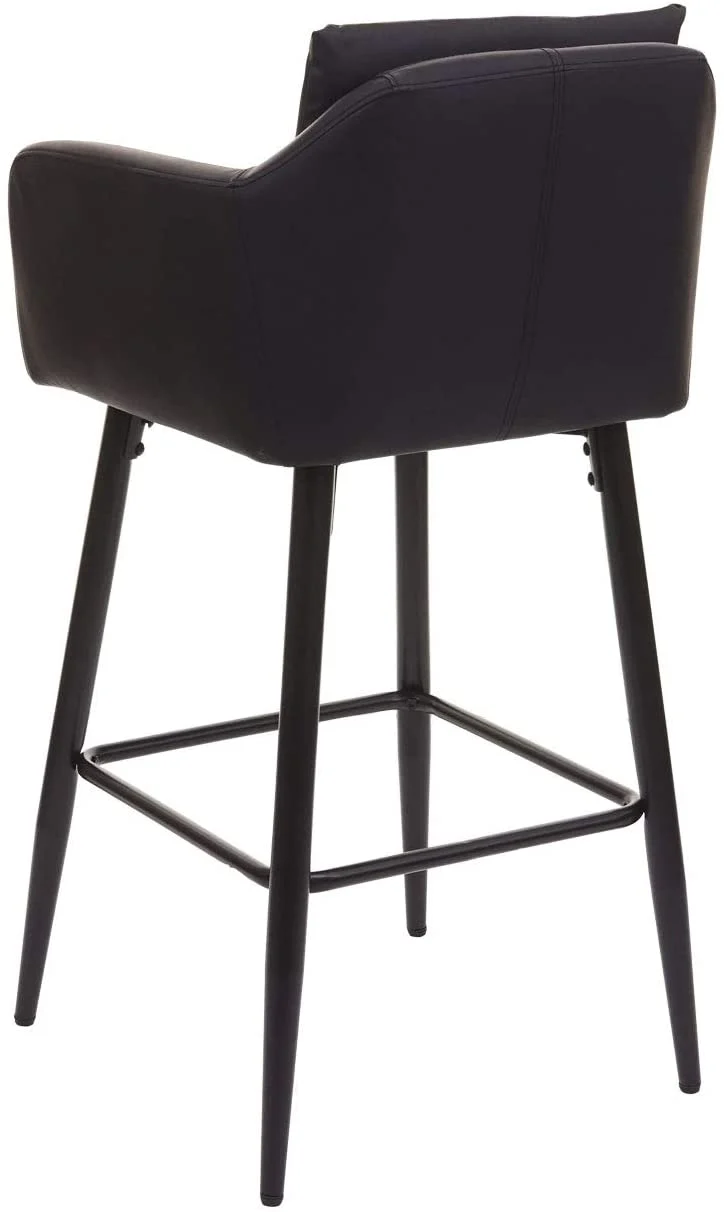 Lot de 2 tabourets de bar avec repose-pieds en synthétique noir et métal noir TDB04065