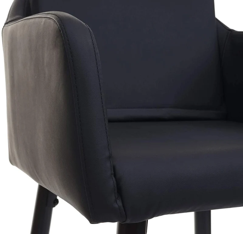 Lot de 2 tabourets de bar avec repose-pieds en synthétique noir et métal noir TDB04065