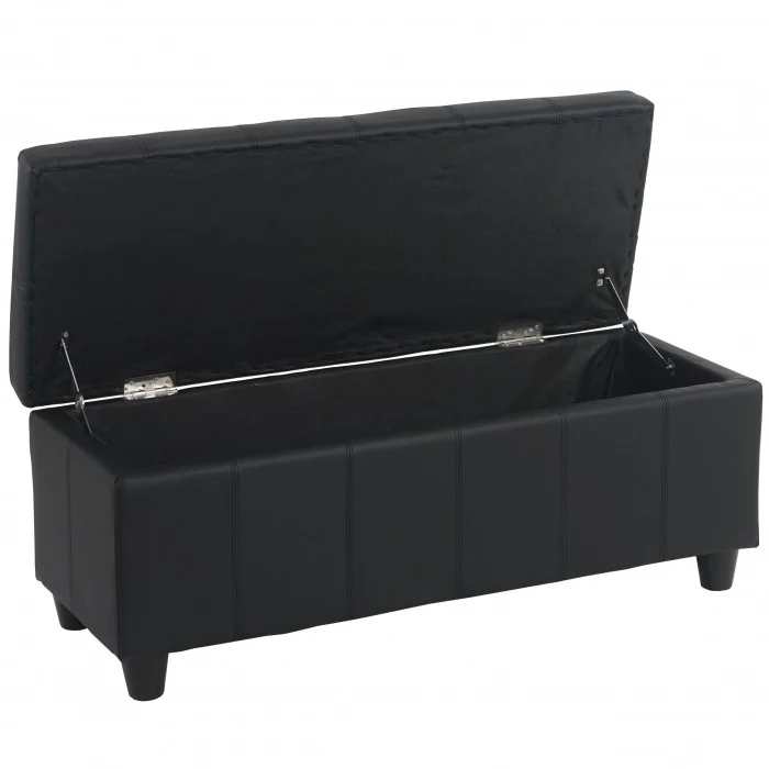 Banc banquette coffre de rangement synthétique noir 112x45x45cm BAN04002