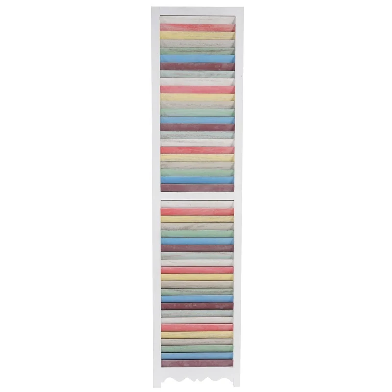 Paravent 4 panneaux en bois blanc et coloré 170x160cm PAR04037