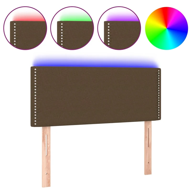 Tête de lit accessoire couchage chambre à coucher meuble à LED 100 x 5 x 78/88 cm tissu marron foncé TDL0200903