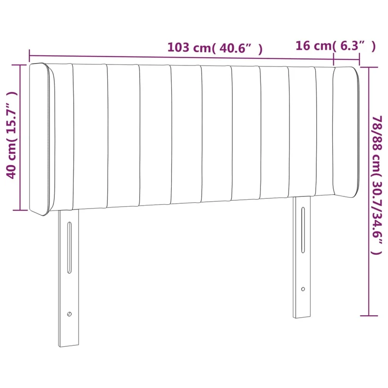Tête de lit accessoire couchage chambre à coucher meuble à LED 103 x 16 x 78/88 cm tissu gris clair TDL0201422