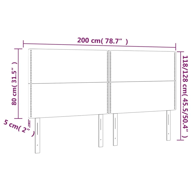 Tête de lit accessoire couchage chambre à coucher meuble à LED 200 x 5 x 118/128 cm tissu gris foncé TDL0201089