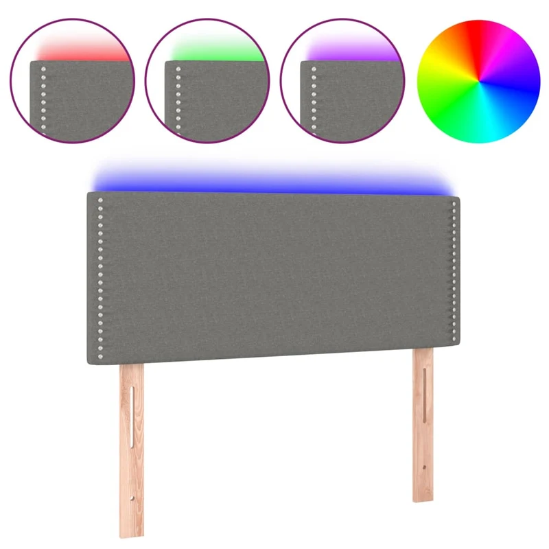 Tête de lit accessoire couchage chambre à coucher meuble à LED 80 x 5 x 78/88 cm tissu gris foncé TDL0201040