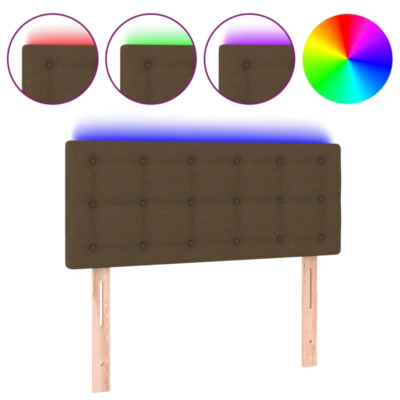Tête de lit accessoire couchage chambre à coucher meuble à LED 100 x 5 x 78/88 cm tissu marron foncé TDL0200904