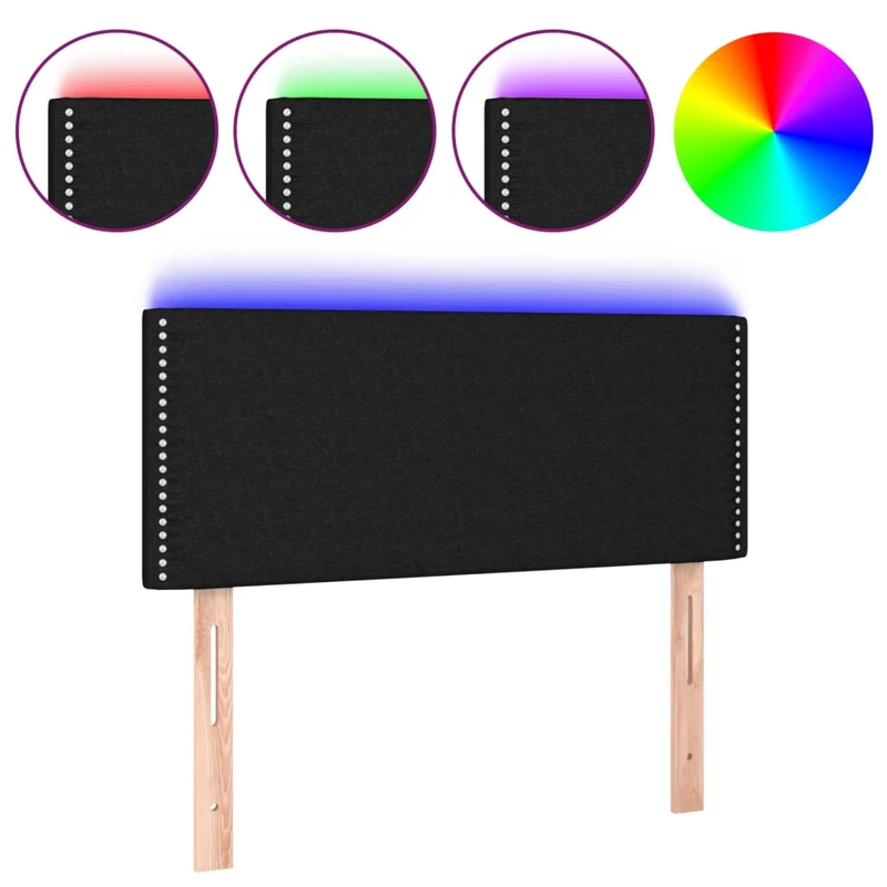 Tête de lit accessoire couchage chambre à coucher meuble à LED 100 x 5 x 78/88 cm tissu noir TDL0200756