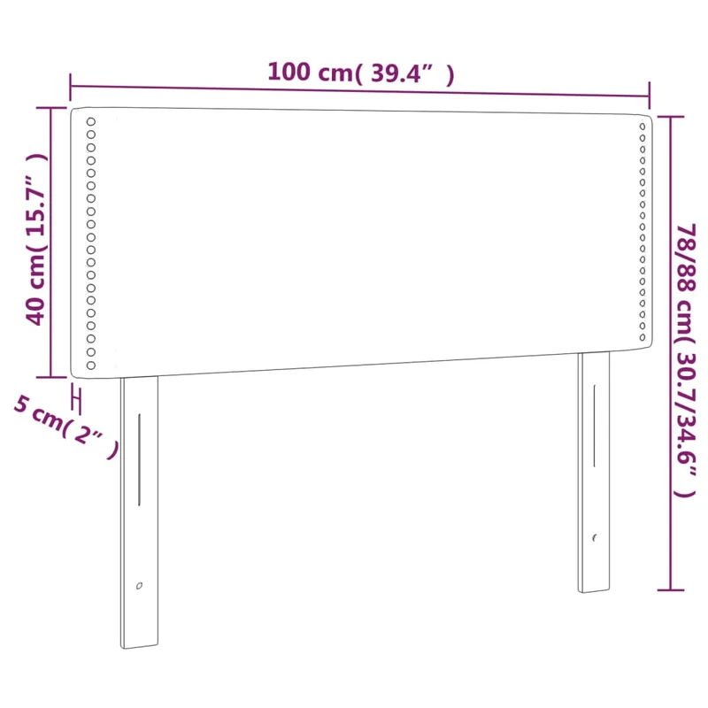 Tête de lit accessoire couchage chambre à coucher meuble à LED 100 x 5 x 78/88 cm tissu noir TDL0200756