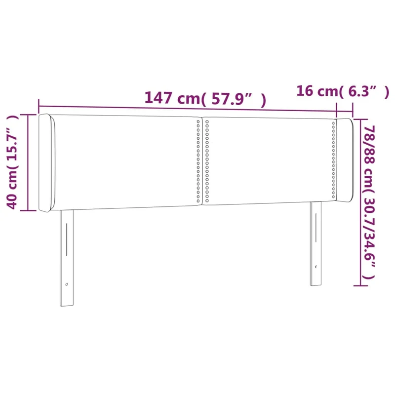Tête de lit accessoire couchage chambre à coucher meuble à LED 147 x 16 x 78/88 cm tissu gris clair TDL0201378
