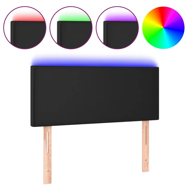 Tête de lit accessoire couchage chambre à coucher meuble à LED 80 x 5 x 78/88 cm synthétique noir TDL0200589