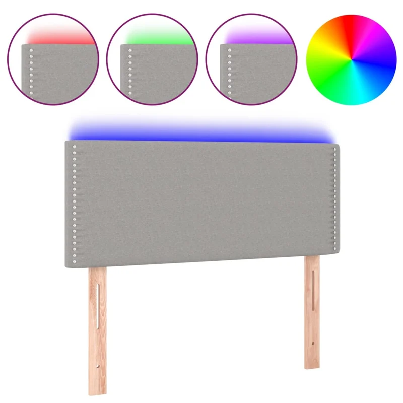 Tête de lit accessoire couchage chambre à coucher meuble à LED 100 x 5 x 78/88 cm tissu gris clair TDL0201450