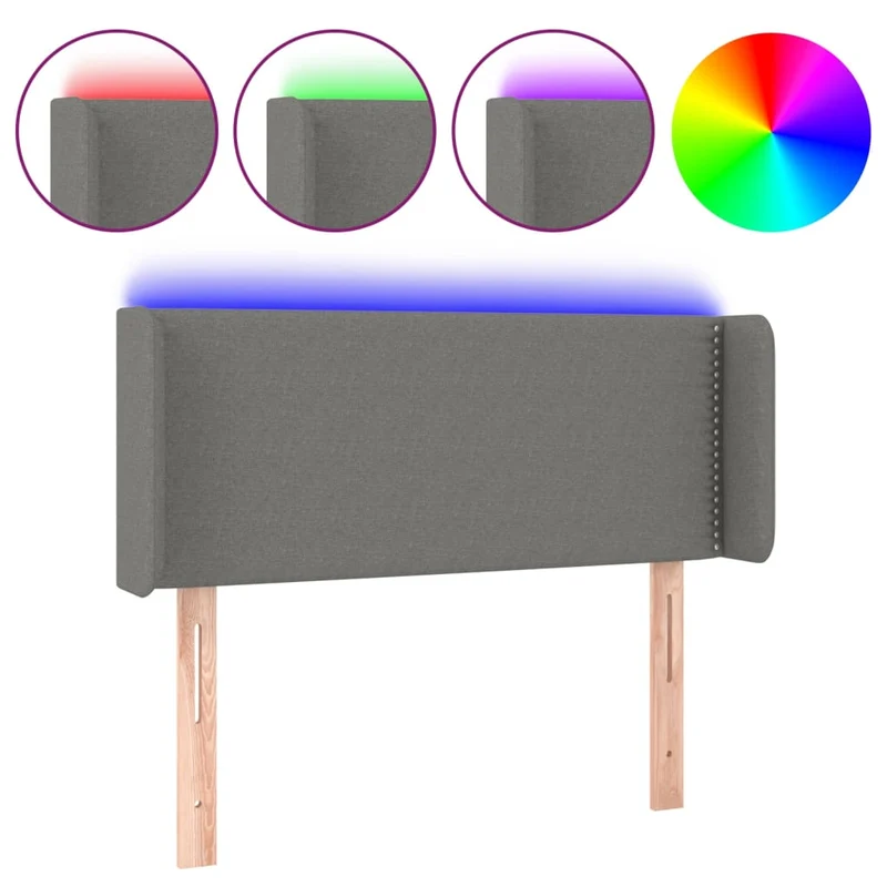 Tête de lit accessoire couchage chambre à coucher meuble à LED 103 x 16 x 78/88 cm tissu gris foncé TDL0201173
