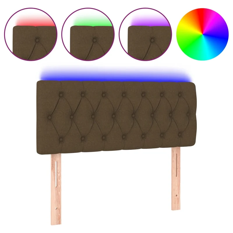 Tête de lit accessoire couchage chambre à coucher meuble à LED 100 x 7 x 78/88 cm tissu marron foncé TDL0200898