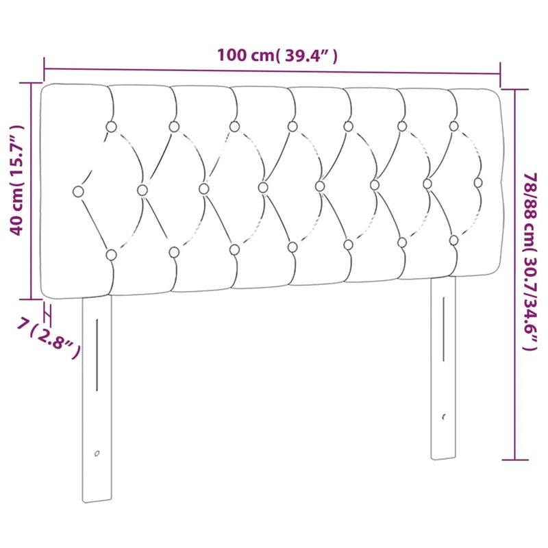 Tête de lit accessoire couchage chambre à coucher meuble à LED 100 x 7 x 78/88 cm tissu marron foncé TDL0200898