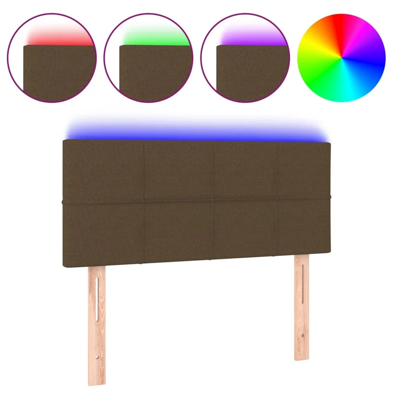 Tête de lit accessoire couchage chambre à coucher meuble à LED 90 x 5 x 78/88 cm tissu marron foncé TDL0200784