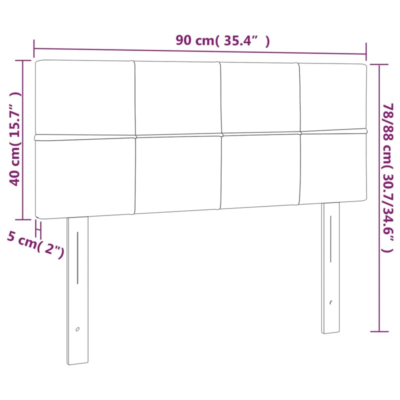 Tête de lit accessoire couchage chambre à coucher meuble à LED 90 x 5 x 78/88 cm tissu marron foncé TDL0200784