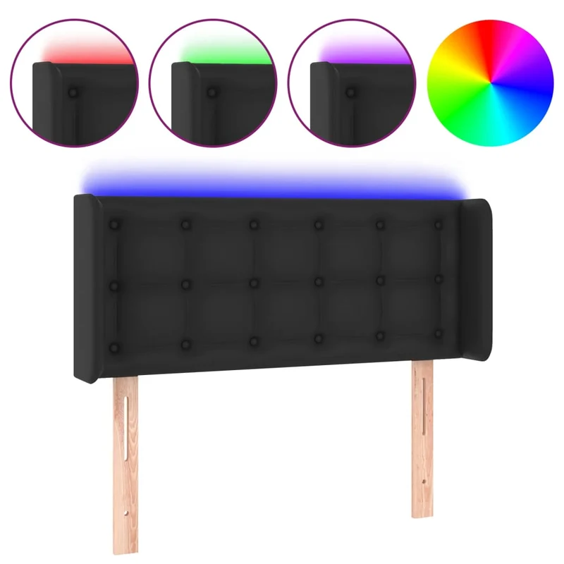 Tête de lit accessoire couchage chambre à coucher meuble à LED 83 x 16 x 78/88 cm synthétique noir TDL0200561