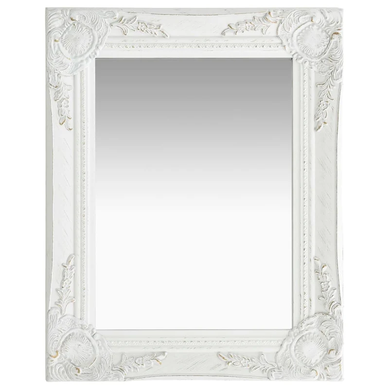 Miroir mural rectangulaire style baroque 50x40 cm Blanc DEC022850