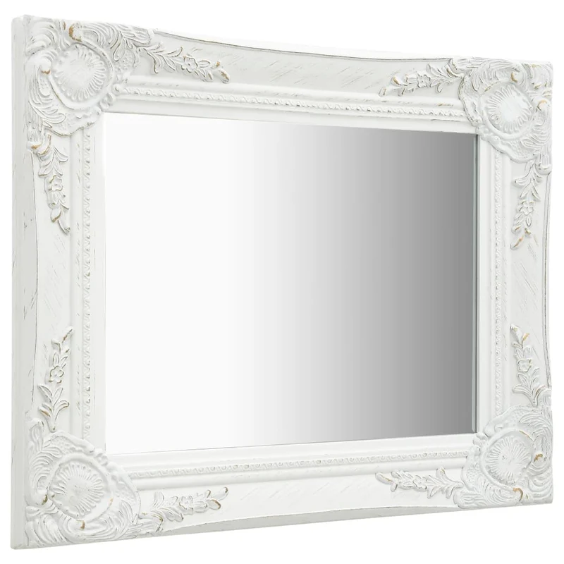 Miroir mural rectangulaire style baroque 50x40 cm Blanc DEC022850