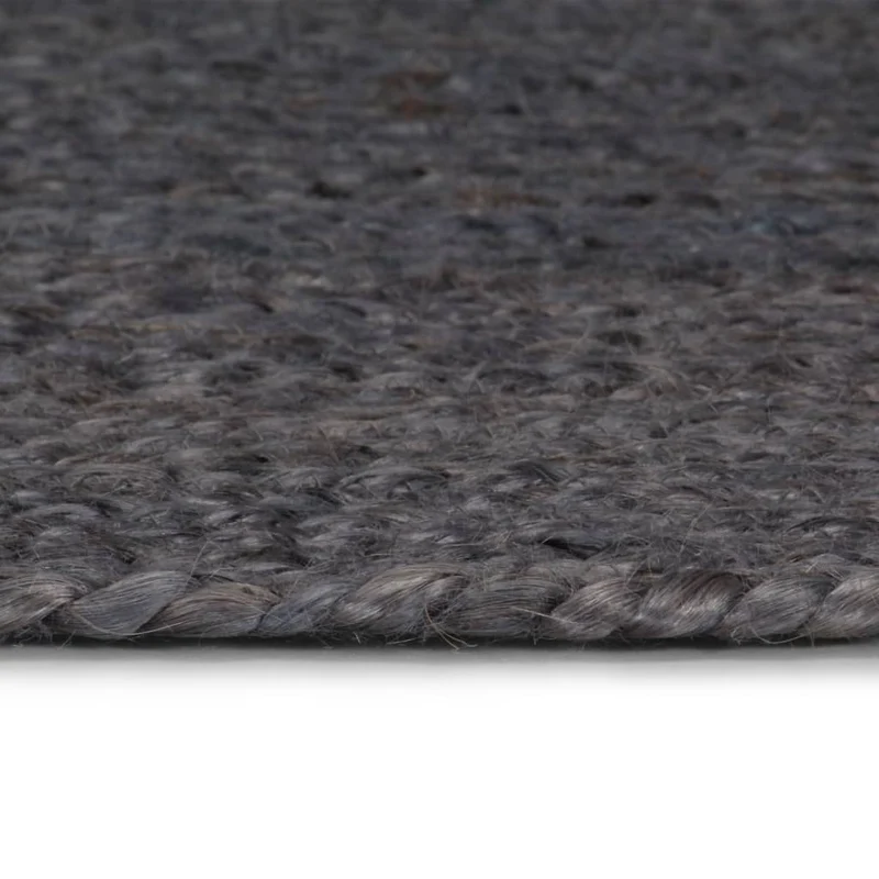 Tapis fait à la main Jute Rond 90 cm Gris foncé DEC023460