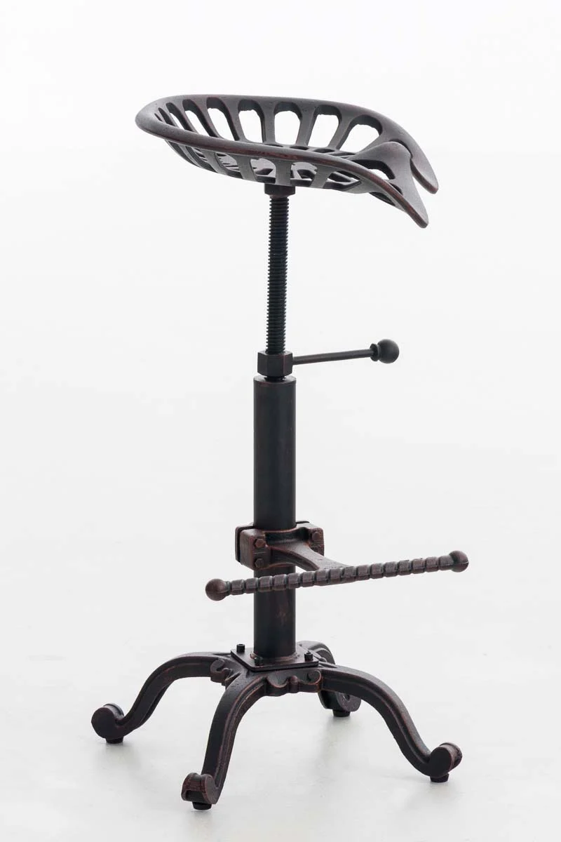 Tabouret de bar avec repose-pied design industriel métal bronze vieilli vintage TDB10404
