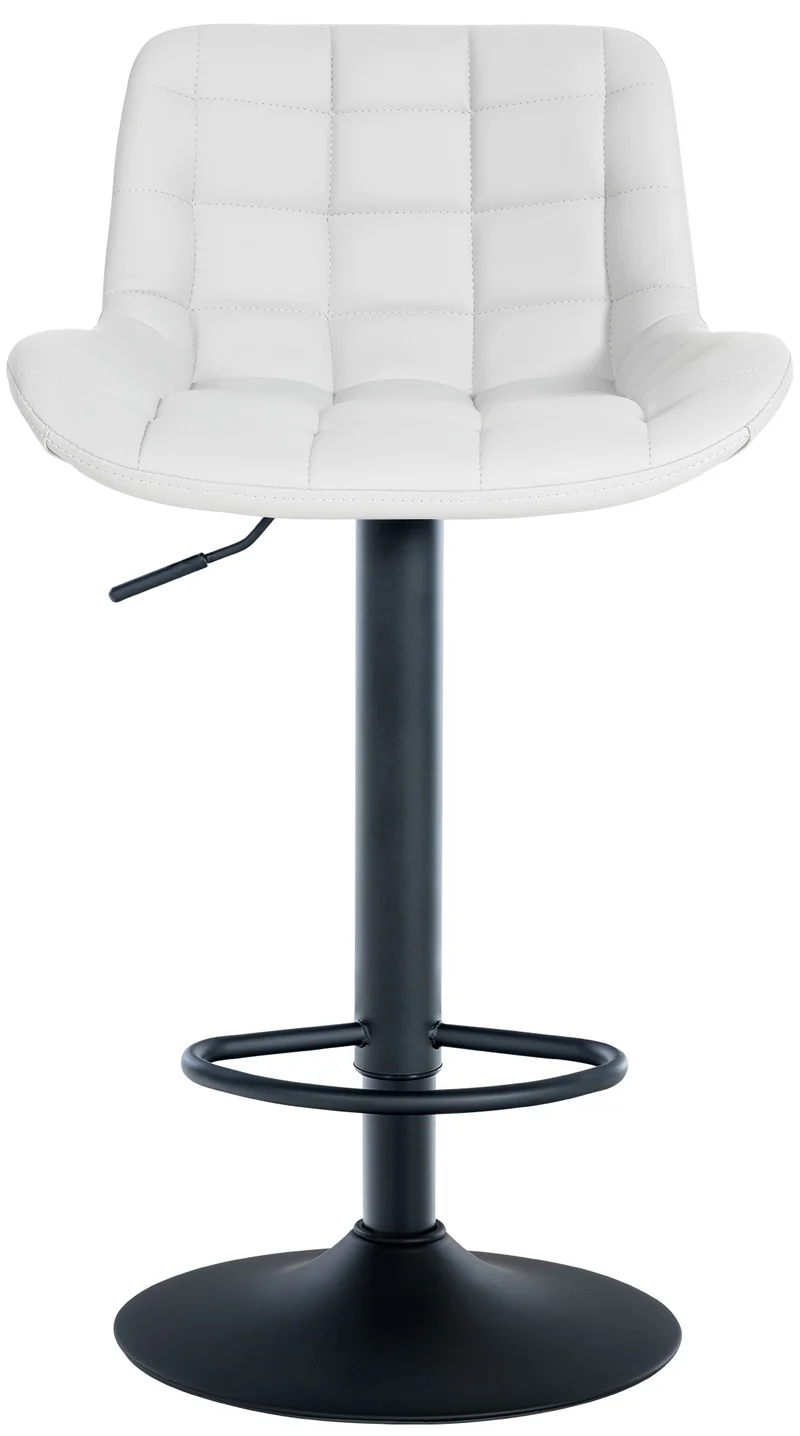 Tabouret de bar x1 structure métallique noir assise en PVC blanc avec surpiqûres 10_0005443
