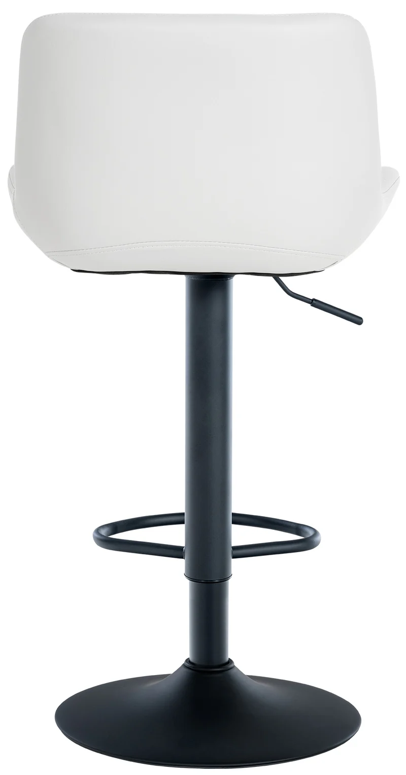 Tabouret de bar x1 structure métallique noir assise en PVC blanc avec surpiqûres 10_0005443