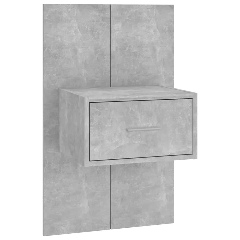 Tête de lit accessoire couchage chambre à coucher meuble avec chevet intégré étagère MDF gris TDL0205819
