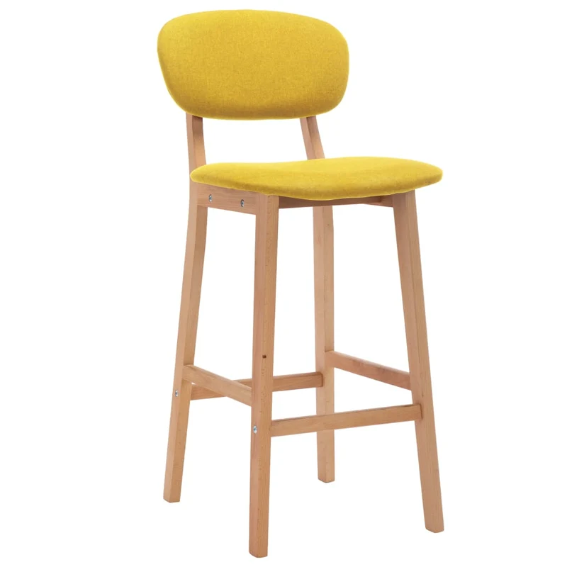 Lot de 2 tabourets de bar chaises hautes avec dossier en tissu jaune moutarde DEC029741