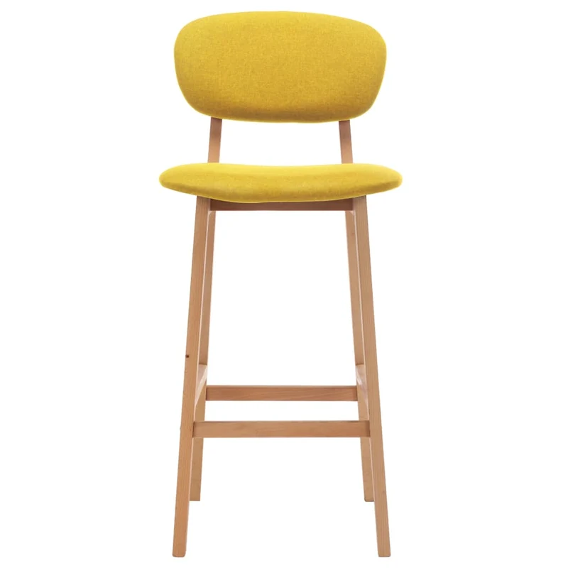 Lot de 2 tabourets de bar chaises hautes avec dossier en tissu jaune moutarde DEC029741