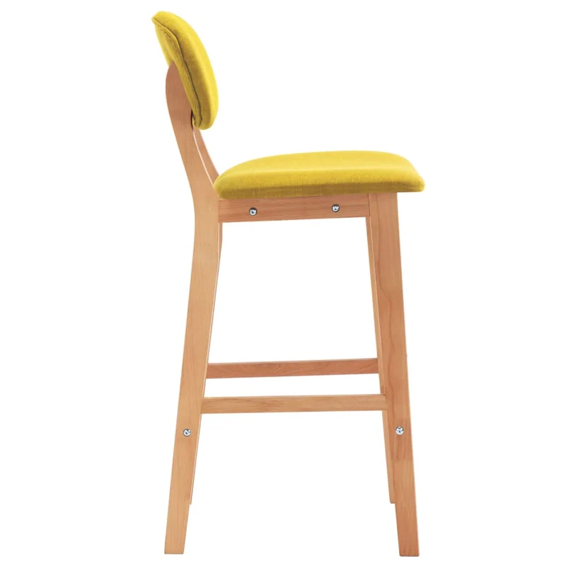 Lot de 2 tabourets de bar chaises hautes avec dossier en tissu jaune moutarde DEC029741