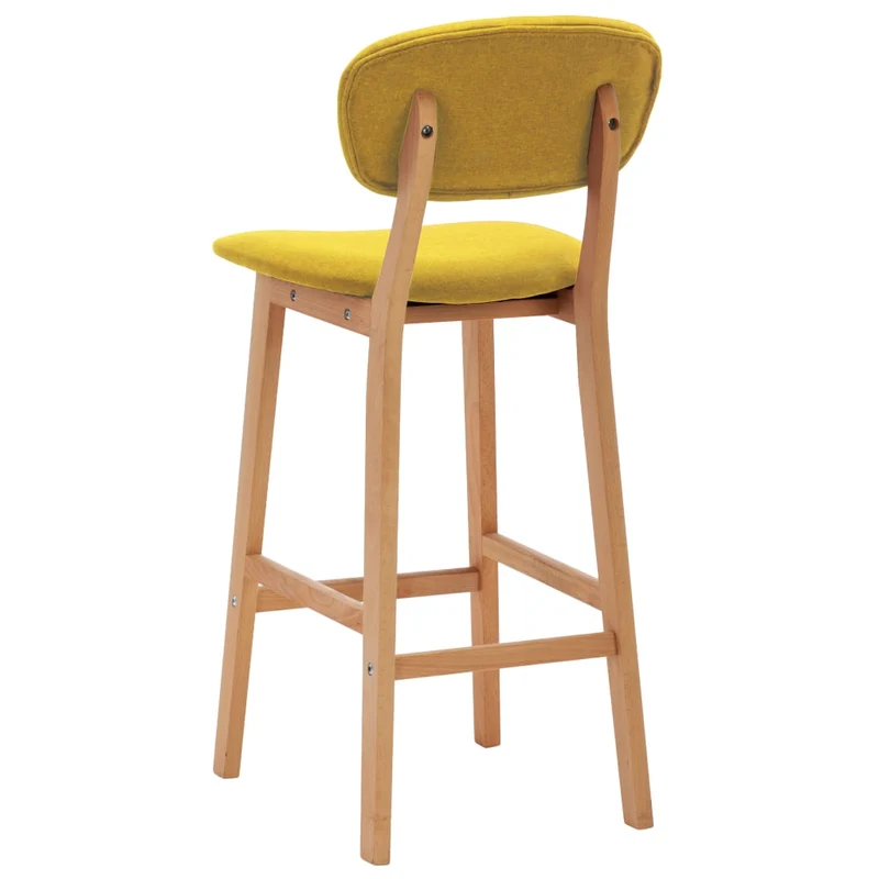Lot de 2 tabourets de bar chaises hautes avec dossier en tissu jaune moutarde DEC029741