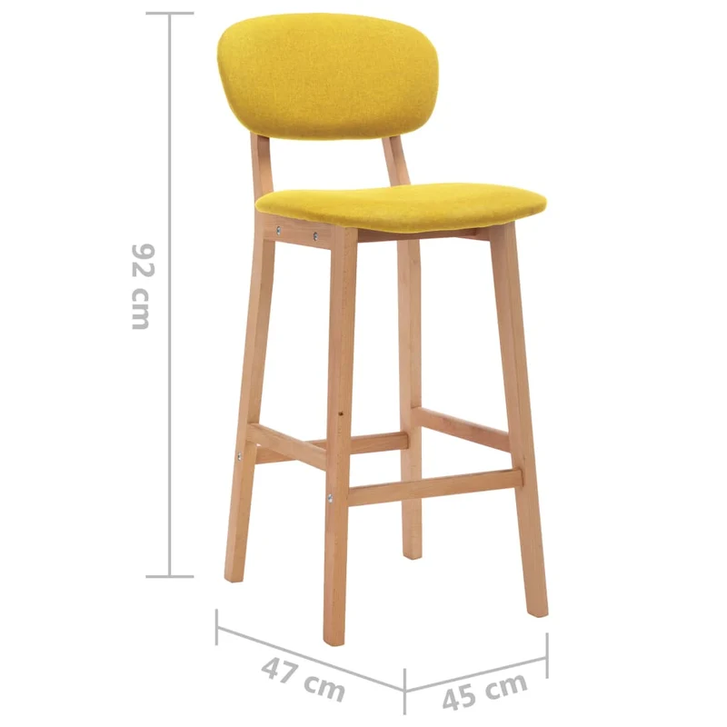Lot de 2 tabourets de bar chaises hautes avec dossier en tissu jaune moutarde DEC029741