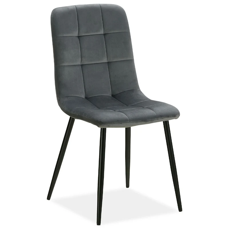 Lot de 2 chaises de salle à manger cuisine confortable et moderne en tissu velours gris pieds en métal noir CDS06102