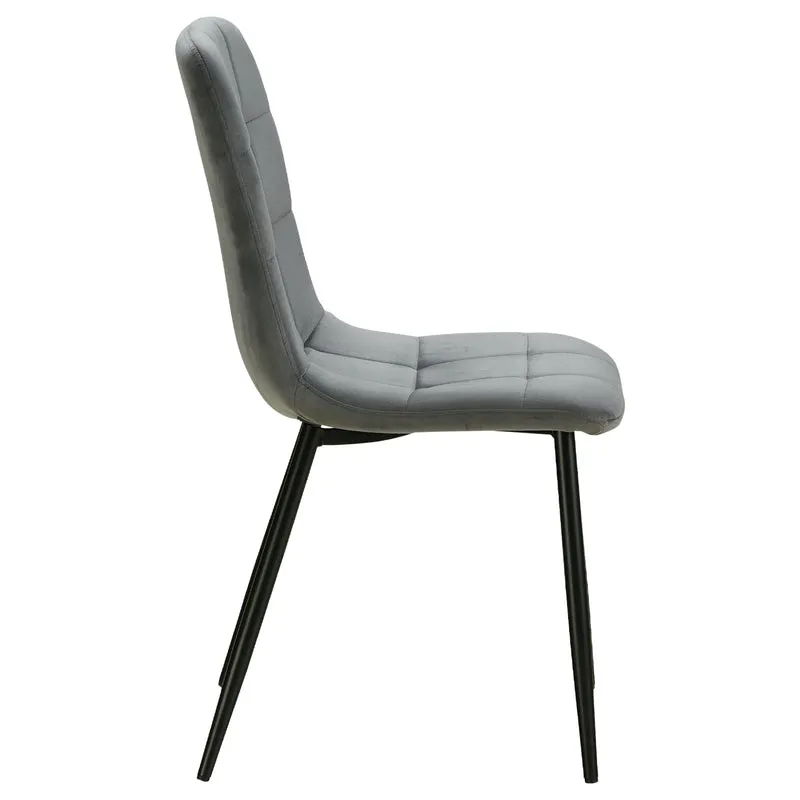 Chaise de salle à manger cuisine confortable et moderne en tissu velours gris pieds en métal noir CDS06002