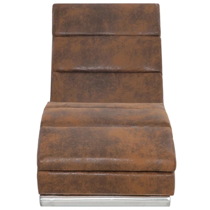 Méridienne chaise longue canapé pour intérieur en PVC aspect daim marron DEC026201