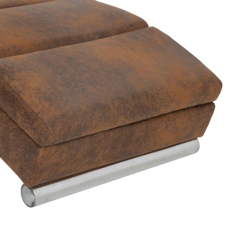 Méridienne chaise longue canapé pour intérieur en PVC aspect daim marron DEC026201
