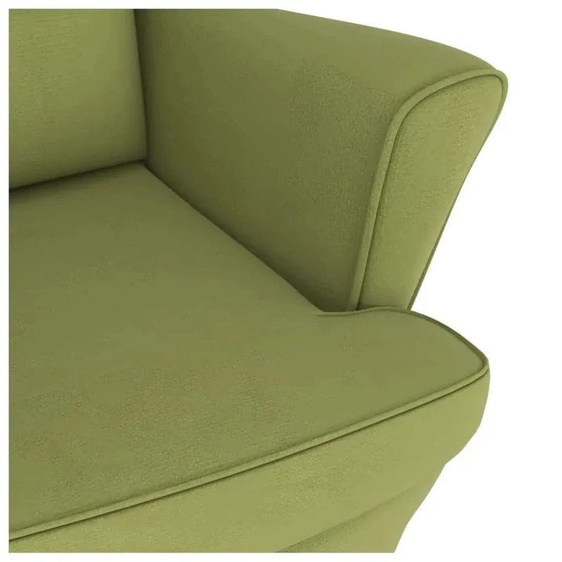 Fauteuil à bascule d'allaitement rembourré relax pour salon avec pieds en bois et repose-pieds tissu vert clair vert DEC028768