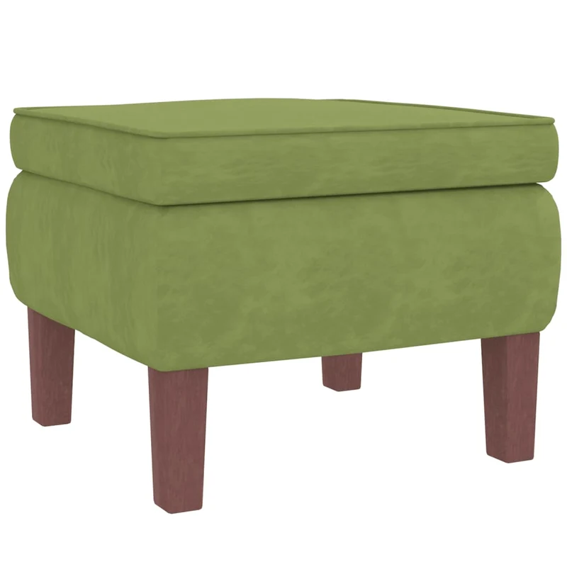 Fauteuil à bascule d'allaitement rembourré relax pour salon avec pieds en bois et repose-pieds tissu vert clair vert DEC028768