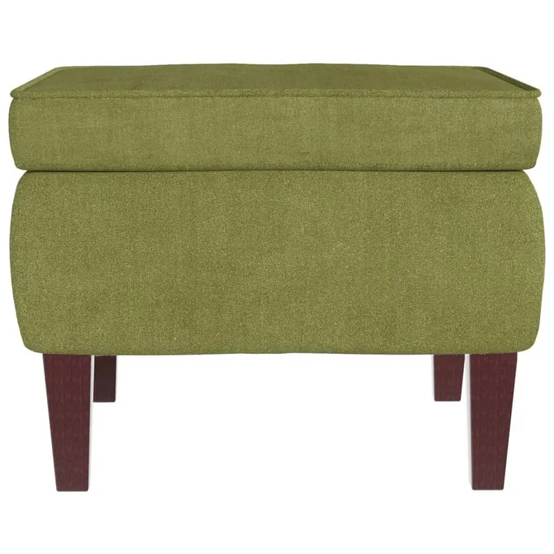 Fauteuil à bascule d'allaitement rembourré relax pour salon avec pieds en bois et repose-pieds tissu vert clair vert DEC028768