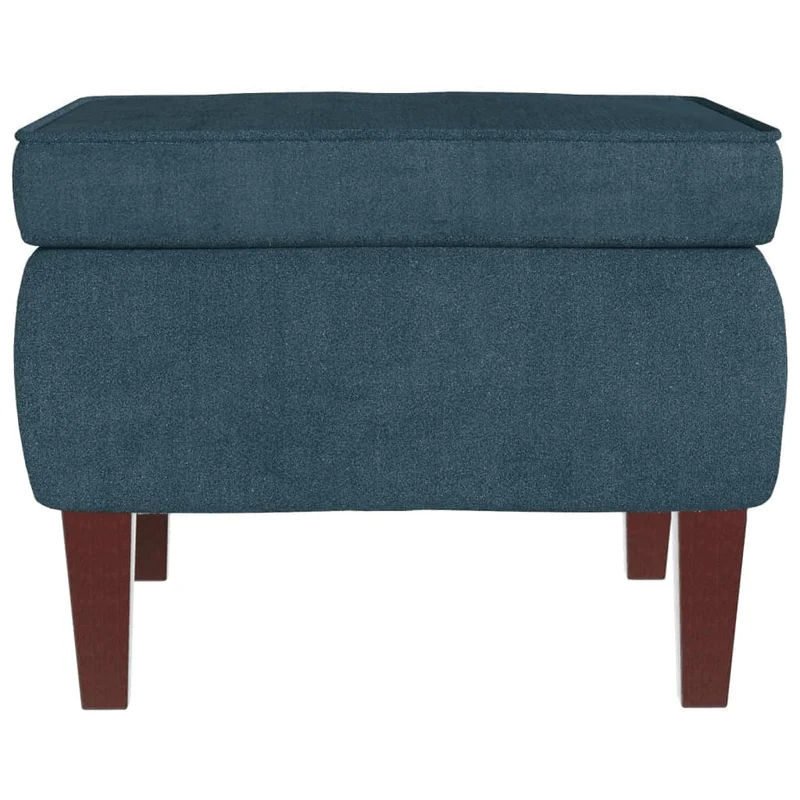 Fauteuil à bascule d'allaitement rembourré relax pour salon avec pieds en bois et repose-pieds en velours bleu DEC028750