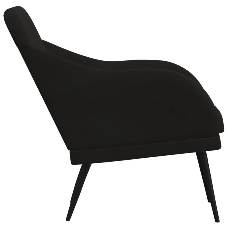 Fauteuil lounge design et moderne 63 x 76 x 80 cm velours noir et métal DEC028650