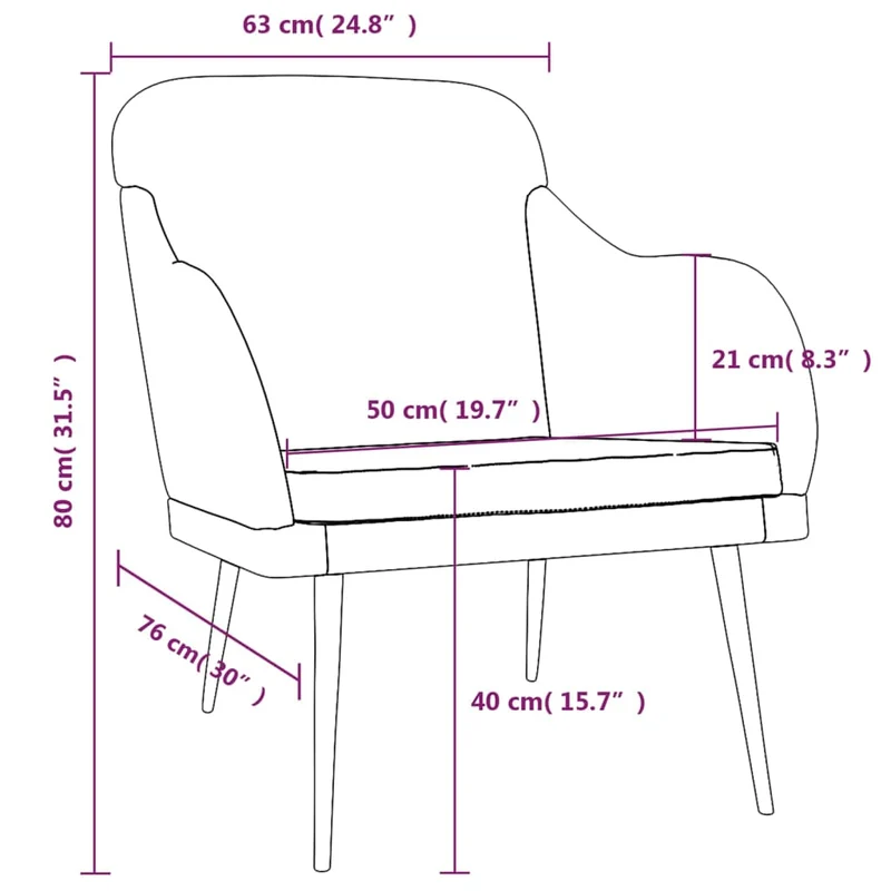 Fauteuil lounge design et moderne 63 x 76 x 80 cm velours noir et métal DEC028650