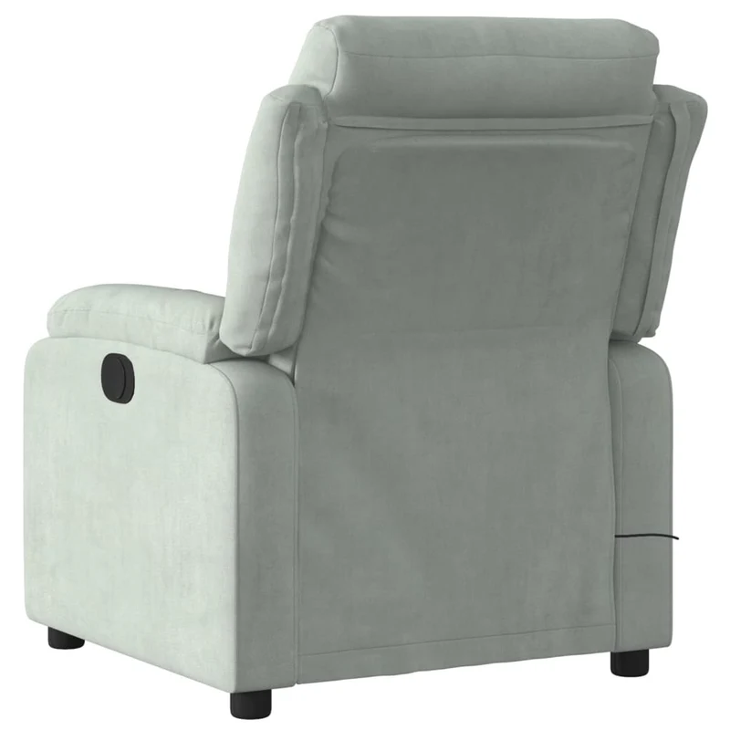 Fauteuil de relaxation TV fonction d'inclinaison manuelle 6 points de massage en velours gris clair DEC026933