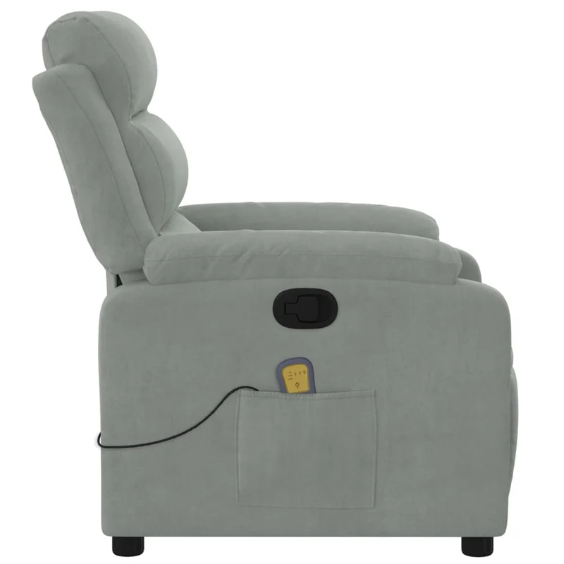 Fauteuil de relaxation TV fonction d'inclinaison manuelle 6 points de massage en velours gris clair DEC026933