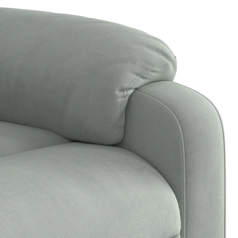 Fauteuil de relaxation TV fonction d'inclinaison manuelle 6 points de massage en velours gris clair DEC026933