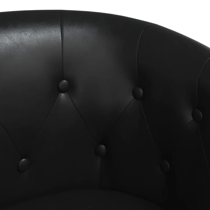 Fauteuil lounge assise confortable design moderne avec repose-pied PVC noir DEC026429