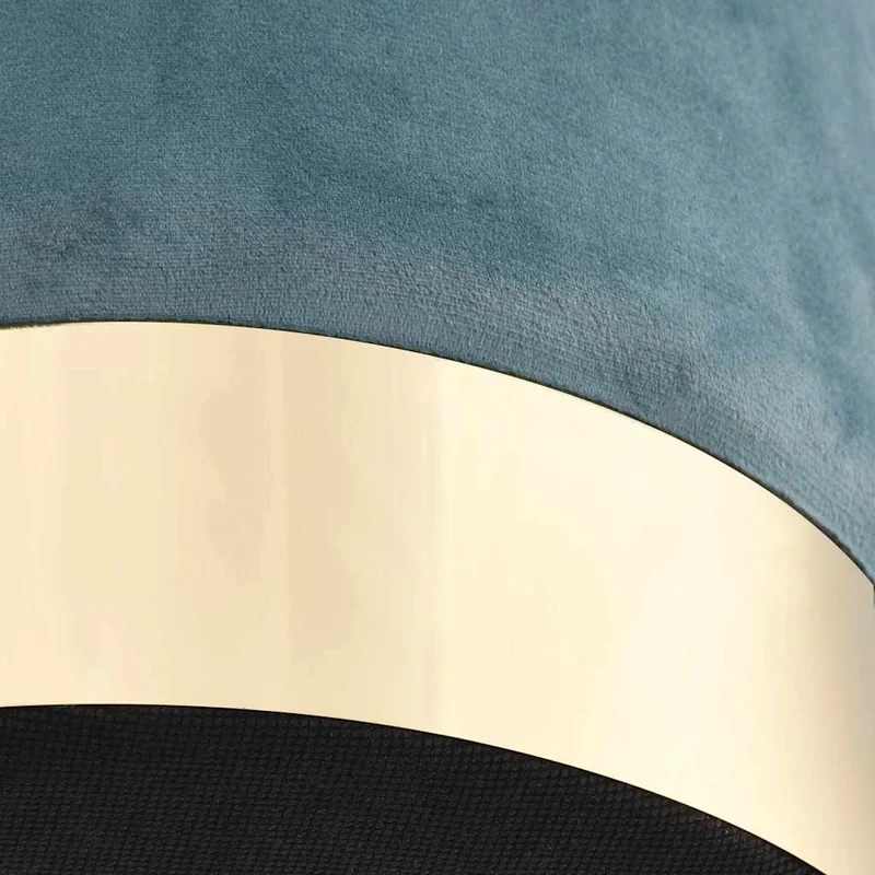 Tabouret assise pouf en velours bleu clair et doré DEC026328